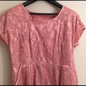 Beautiful unique pink lace vintage prom dress